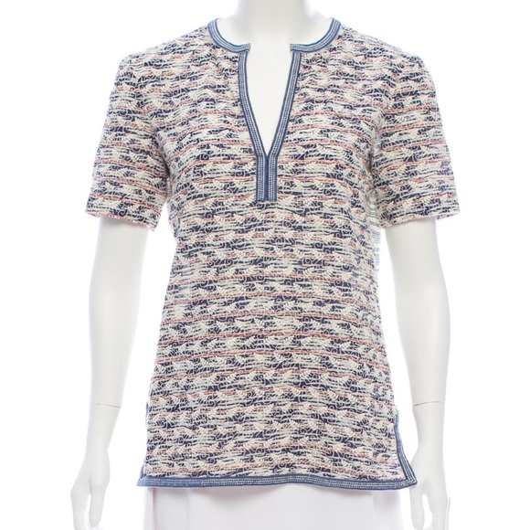 Tory Burch Printed Blue Multicolored Top XS - Picture 2 of 3